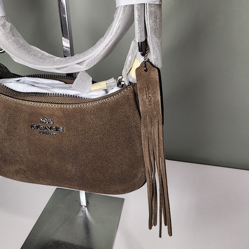NWT Coach CCE42 Teri Mini Crossbody/Shoulder Bag In Suede Army Green - Picture 2 of 6